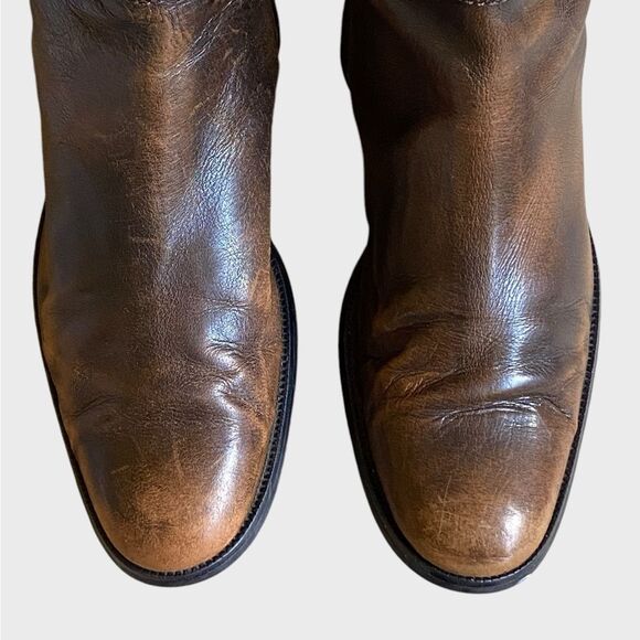 Valerie Stevens Randolph Brown Fume Leather Tall Boots Sz 6.5 Equestrian Riding - Picture 7 of 14